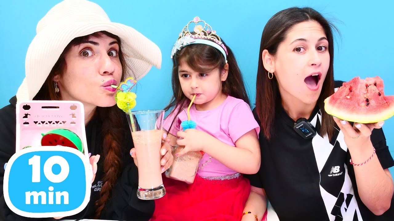 Anne-Kız Kafe: elmalı kurabiye ve karpuzlu smoothie beraber yapalım mı? Yemek yapma oyunları.