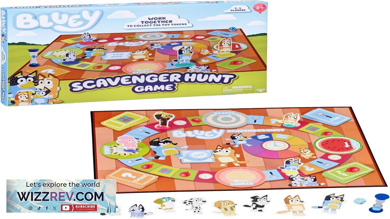 Bluey Scavenger Hunt Board Game Cooperative Play with 4 Exclusive Mini Figures Indoor