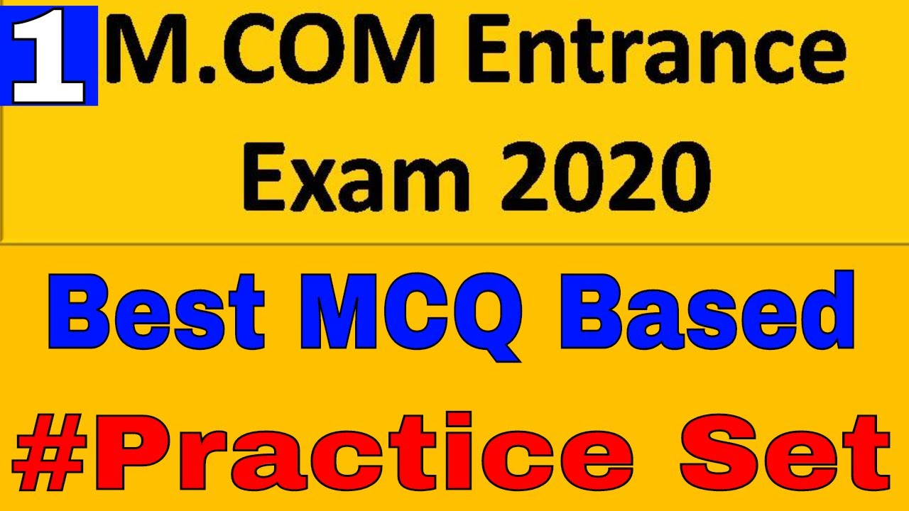 M.com Entrance #1Practice Set || M.com Entrance Exam 2020 || M.Com. Entrance Exam