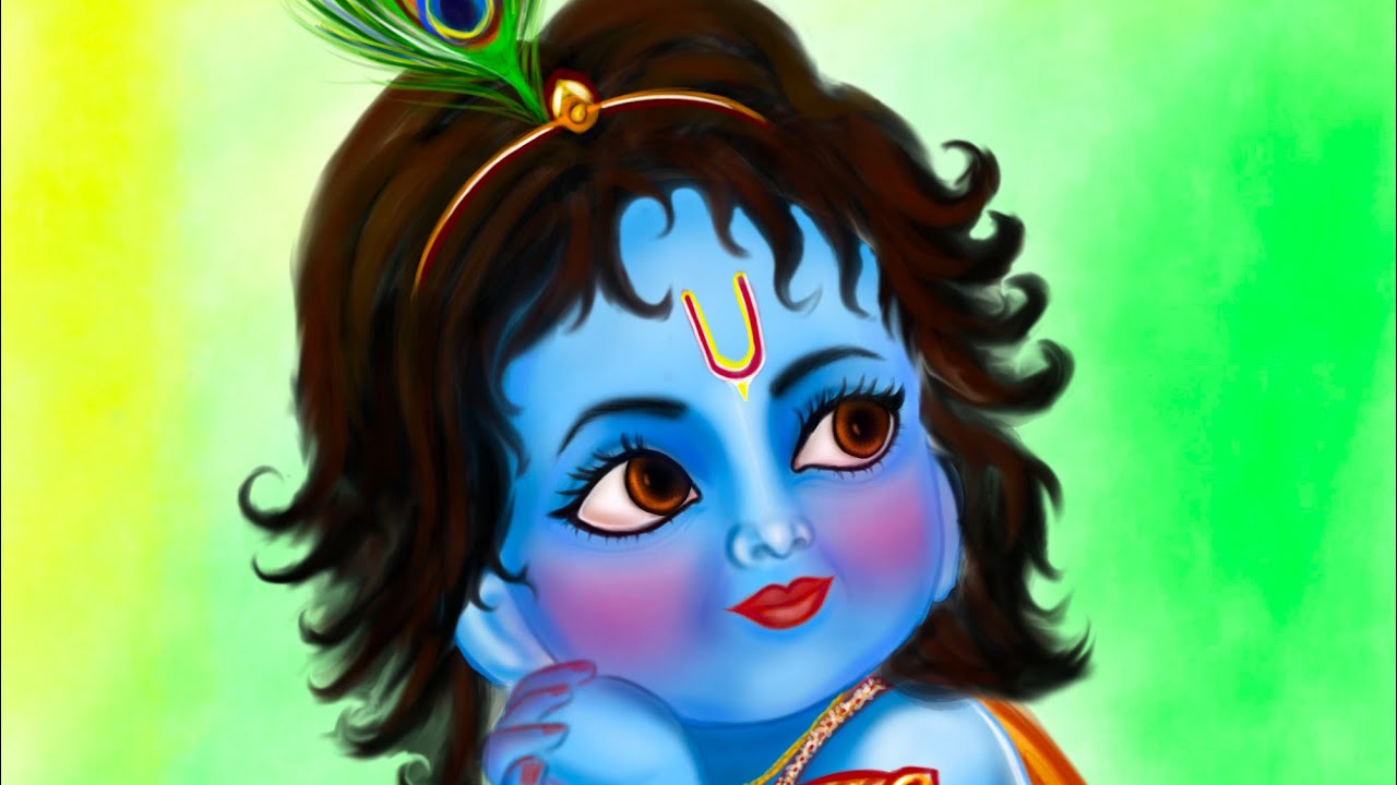 Baby Lord Krishna Digital Painting l Bal Gopal Art l Devotional Digital Art 