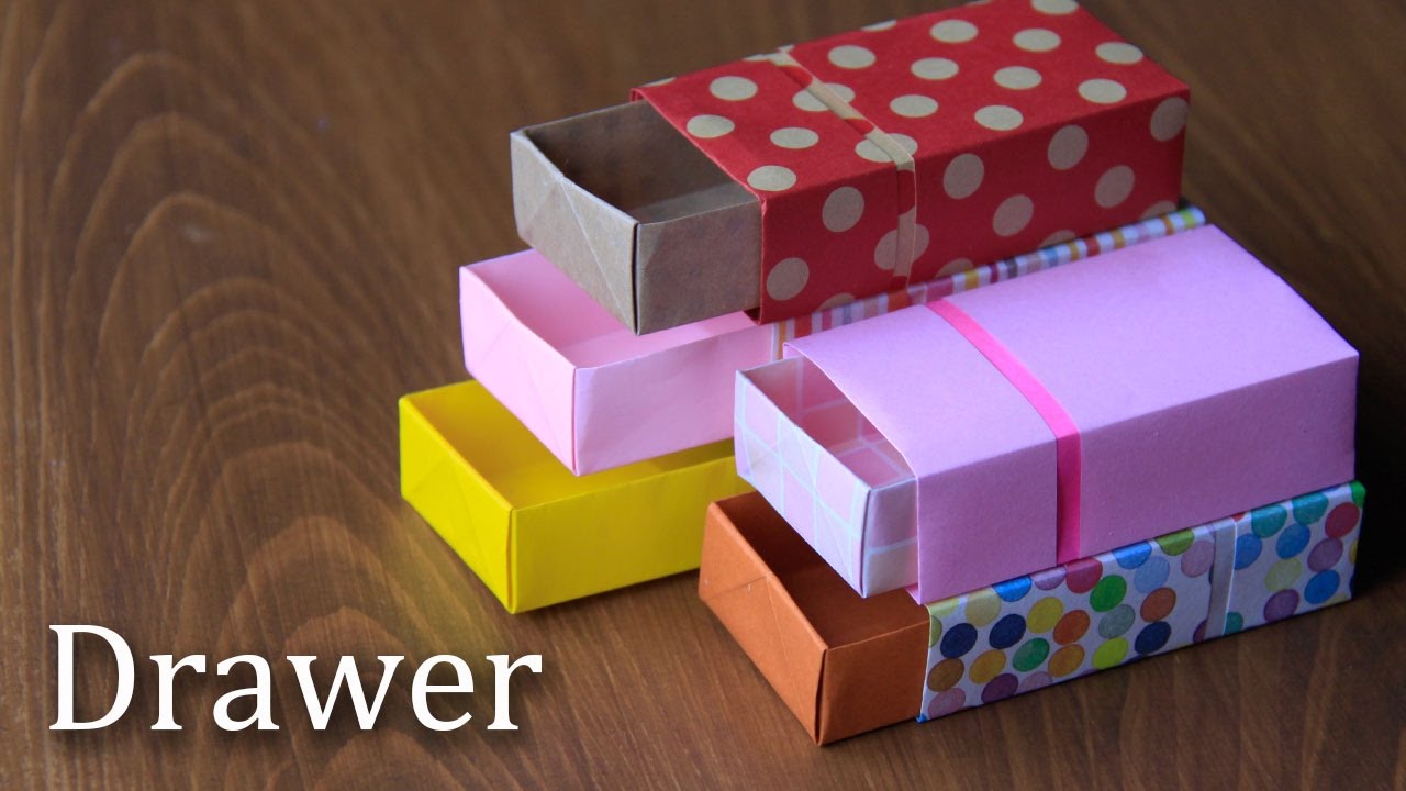 折り紙で引き出しの折り方。折り図付き。ゆっくりバージョン。【Origami　Tutorial】drawer