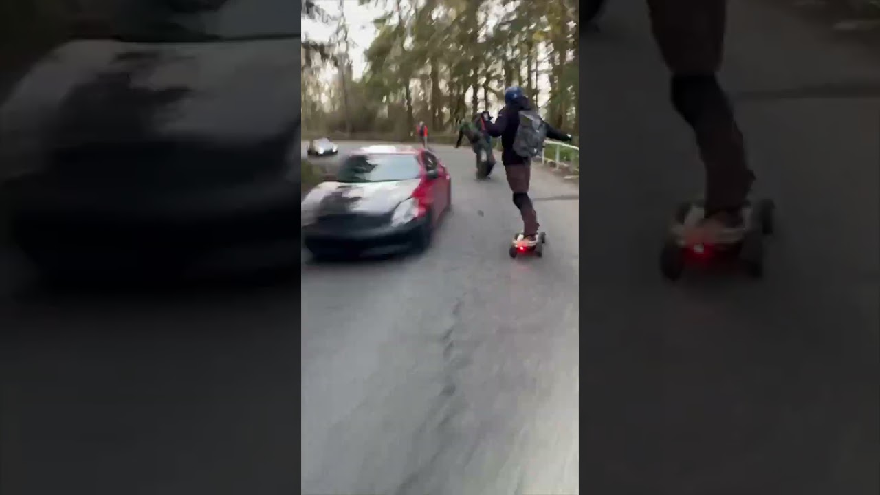 Crazy Hit and Run, EUC Rider Nailed by Racing Cars.