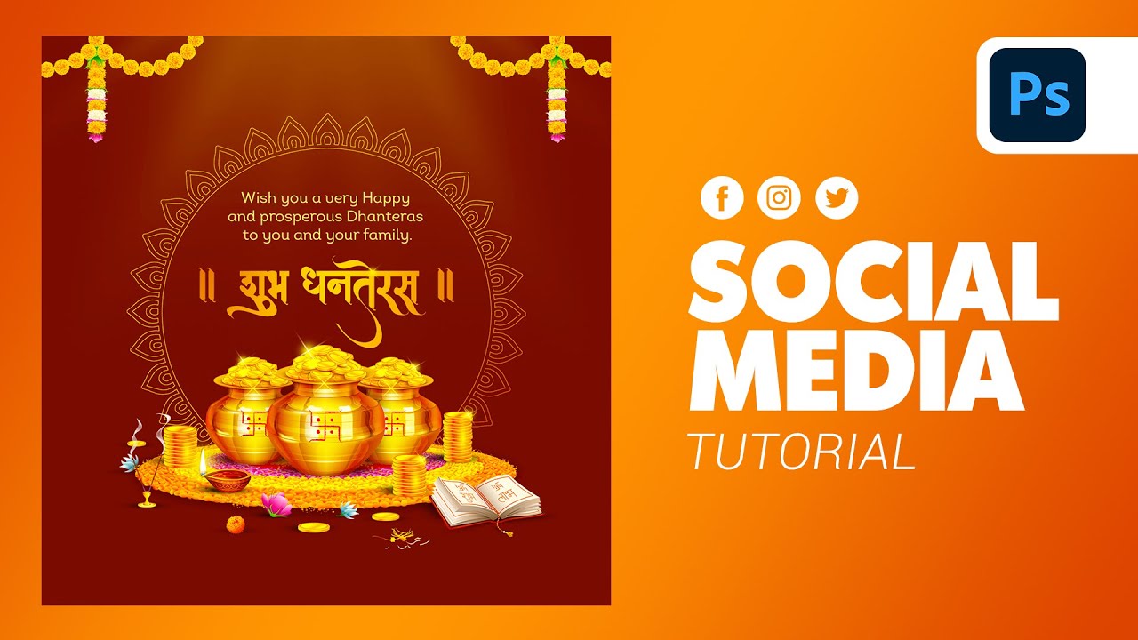 Social Media Post Design | Dhanteras 2024 | 29 October 2024 | Photoshop Tutorial