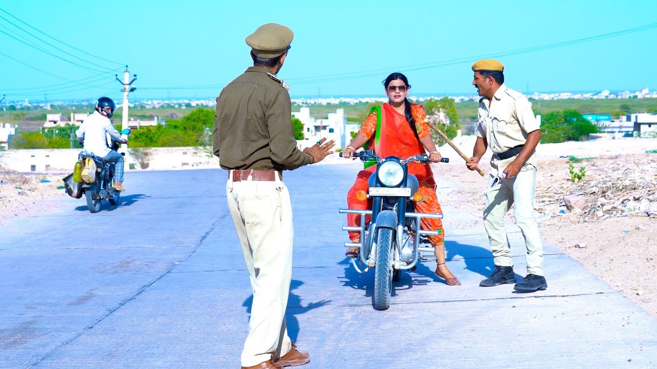 गजबण का पुलिस के साथ ड्रामा गजबण को पड़ा भारी 2 देखिए गजबण का पुलिस ने काटा चालान | DJC Films & Music