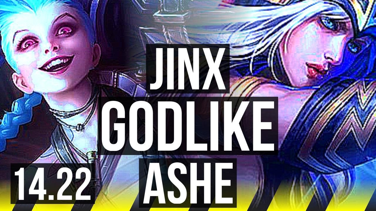 JINX & Lulu vs ASHE & Blitzcrank (ADC) | 14/4/12, Godlike | KR Grandmaster | 14.22