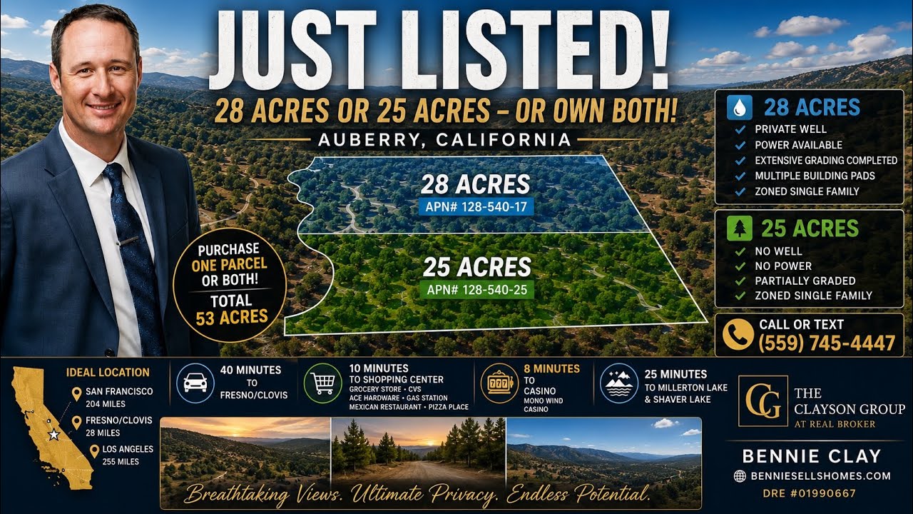 Just Listed! 25 & 28 Acre Properties for Sale in Auberry, CA | Incredible Views & Endless Potential