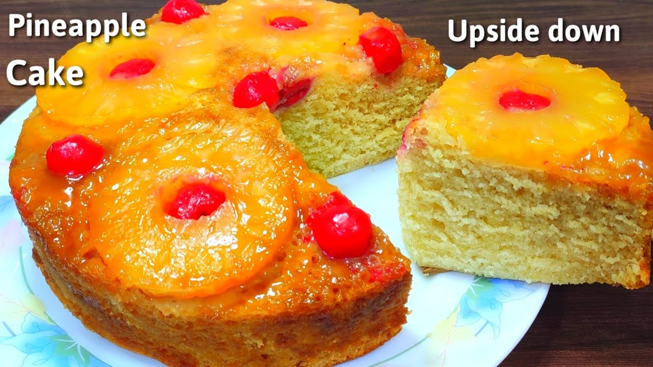 Pineapple upside down cake, Eggless pineapple cake,easy pineapple cake in lock-down
