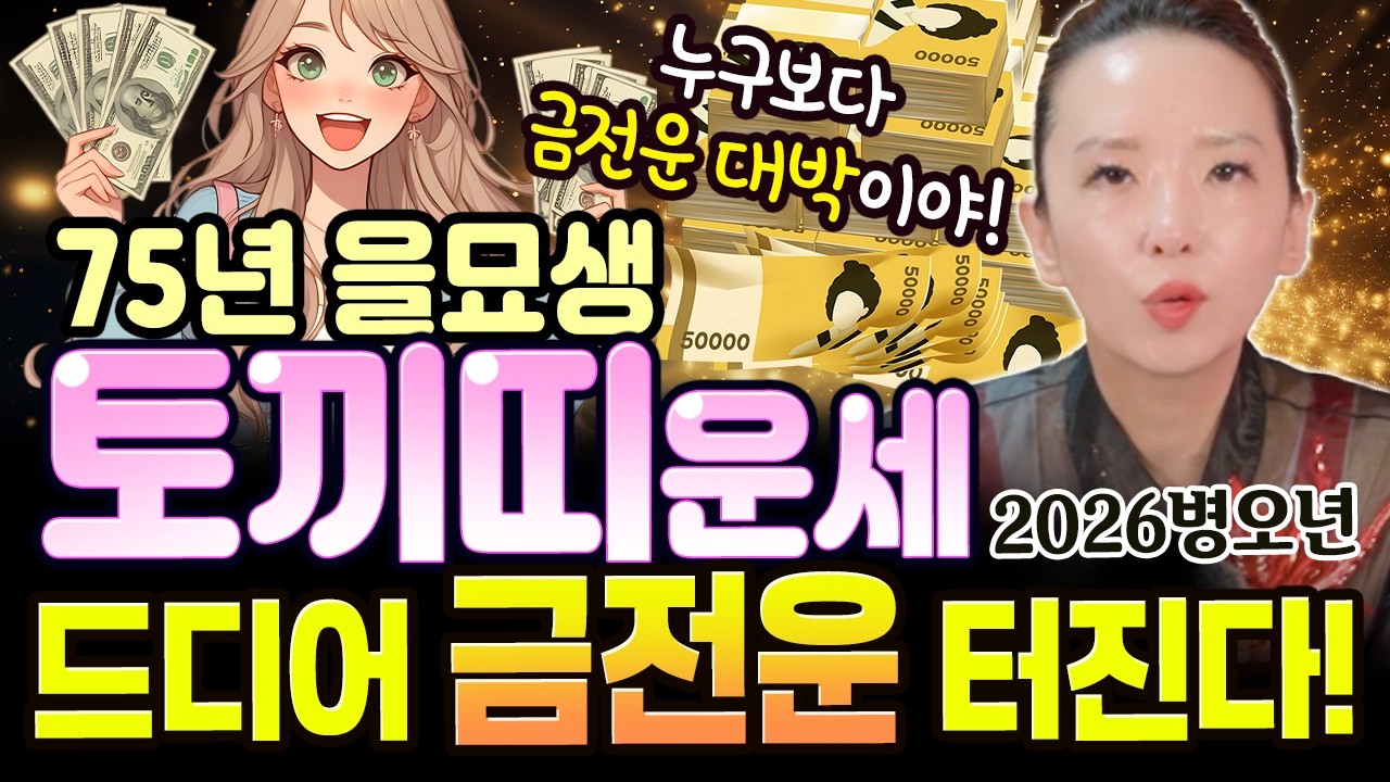 금전운 올해 드디어 터졌습니다! 2026병오년 75년생 토끼띠운세! [수진아씨]