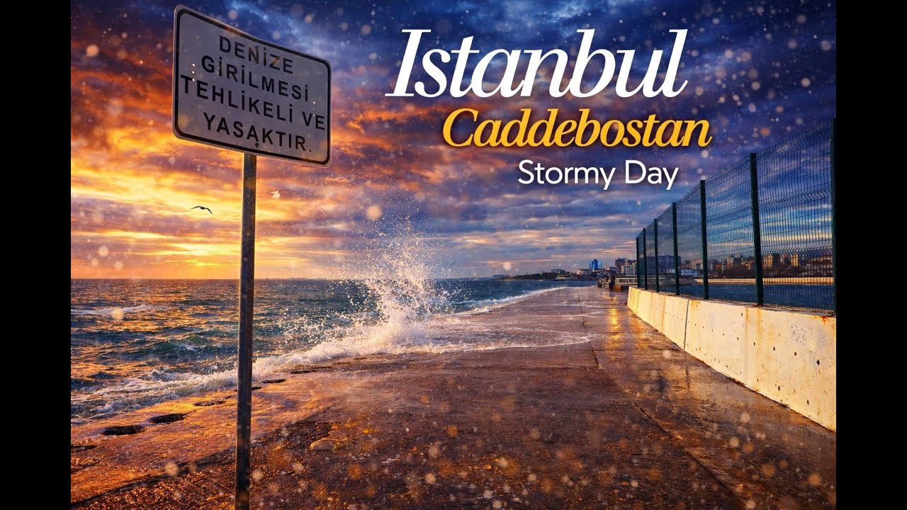 Walking Tour Istanbul 4K |  Stormy Seaside Caddebostan Coast