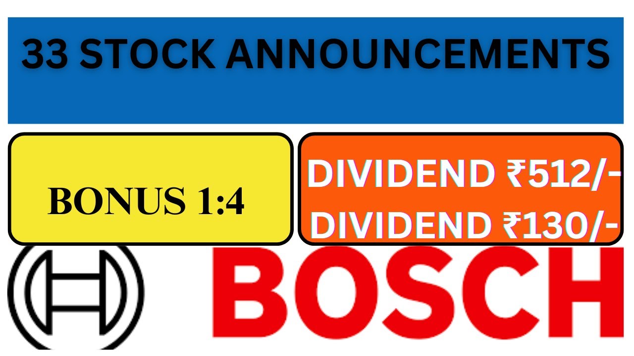 DIVIDEND ₹512 ANNOUNCED BY BOSCH ALONG WITH OTHER  COMPANIES #stockinfo #stockinfomedia
