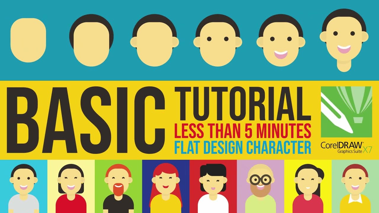 How to draw a simple flat design character less than 5 minutes (CorelDRAW Tutorial)