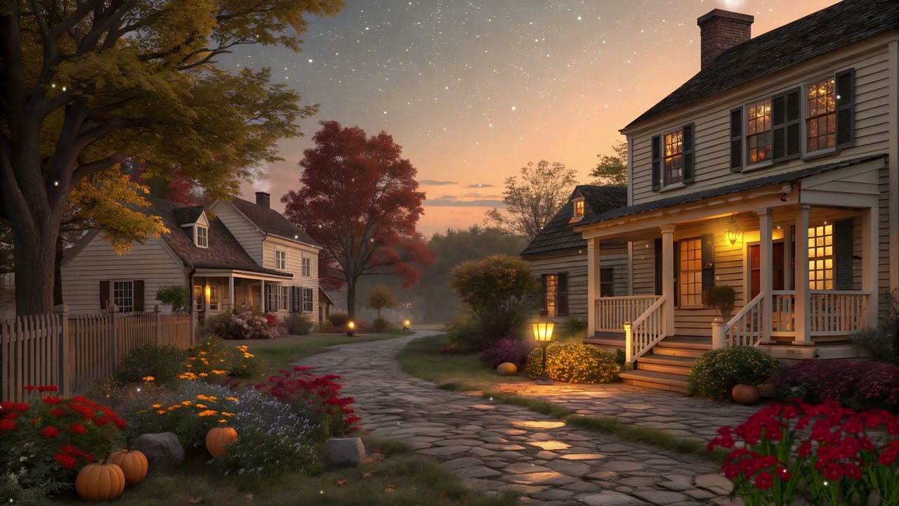 ✨ Nostalgic Cozy Ambience | Peaceful Village at Sunset with Fireflies & Crickets