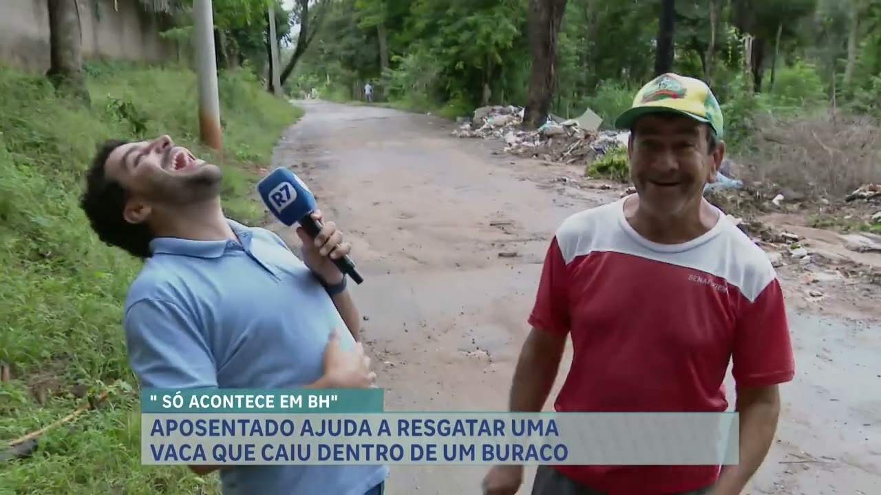 Idoso ajuda a resgatar vaga que caiu dentro de buraco em Belo Horizonte
