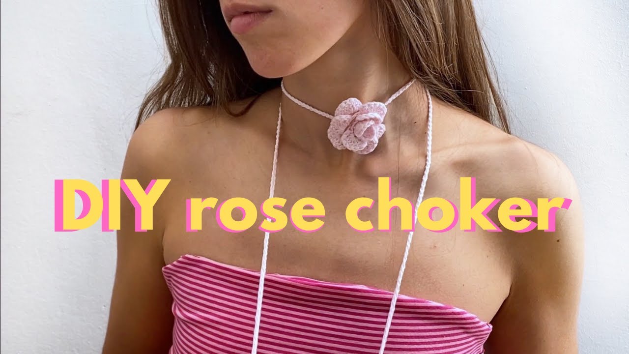 tutorial collar rosa de ganchillo / crochet rose chocker