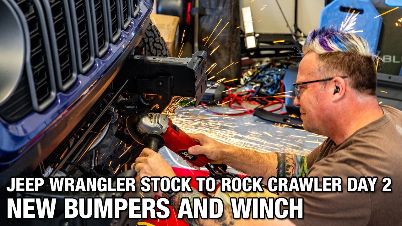 Jeep Wrangler Build Stock to Rock Crawler Day 2 - New Bumpers and Winch