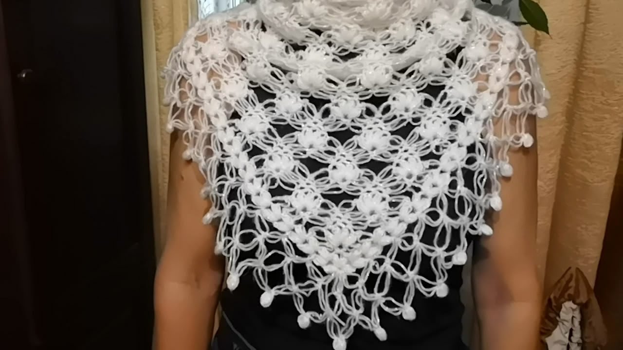 Бактус- мини шаль ажурная, крючком.