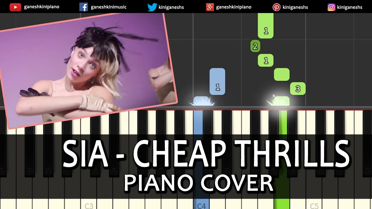 Sia Cheap Thrills | Piano Cover Chords Tutorial Lesson Instrumental Karaoke By Ganesh Kini