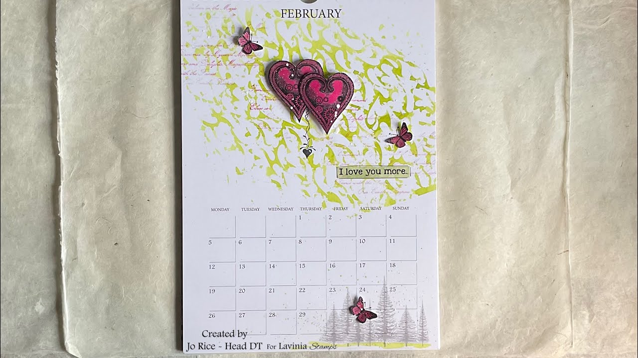 Small Hearts, Dinkles and some Love in February by Jo Rice #laviniastamps #calendar #Dinkles