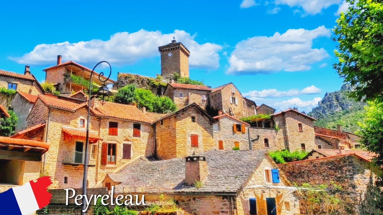 Peyreleau, a Magnificent Romanesque Village in a Nest of Greenery, Aveyron France, 4K Virtual Walk
