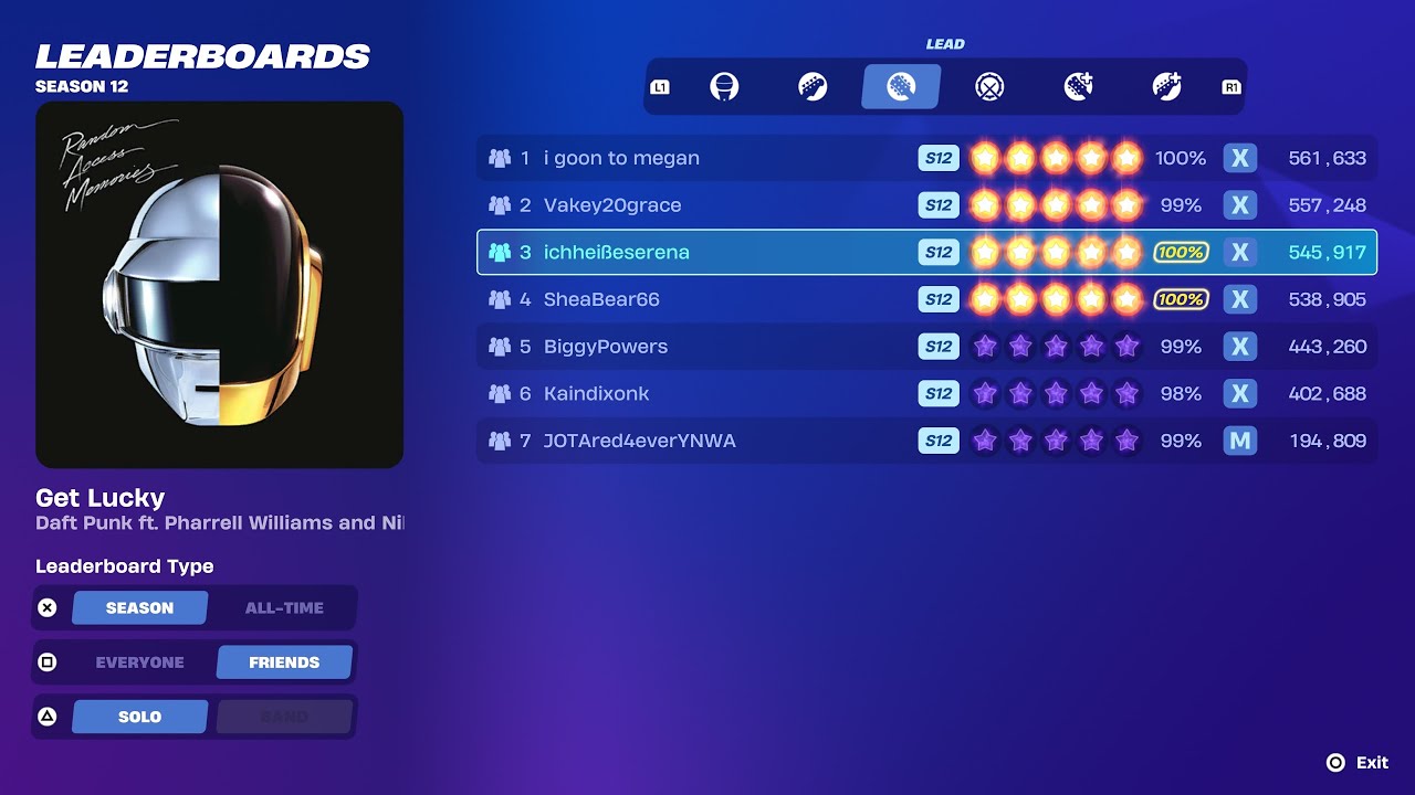 My Final Farewell Fortnite Festival Video - Get Lucky 100% FC Expert Lead