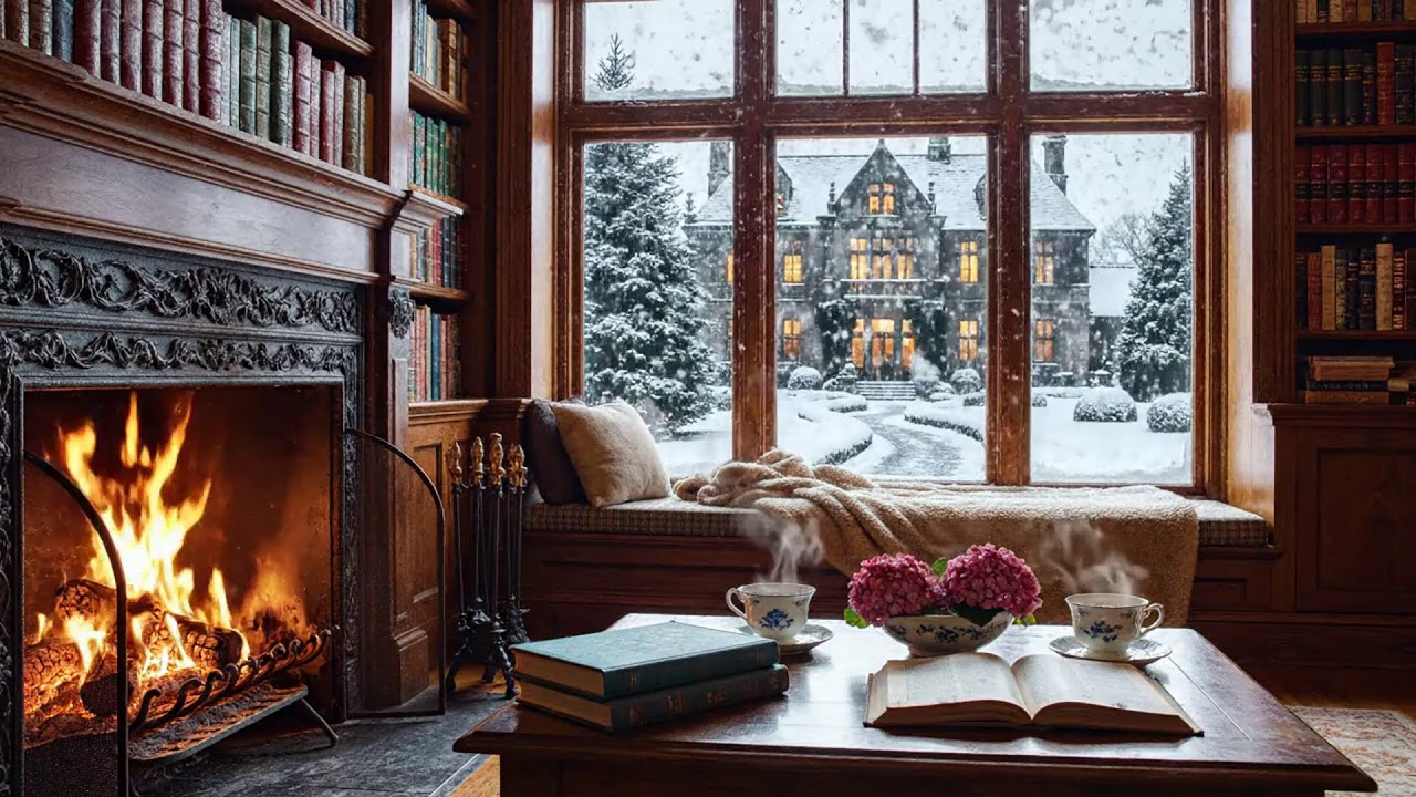 You’ll Stay Longer ❄️ Cozy Winter Piano Jazz LIVE with Fireplace Coffee Shop Ambience