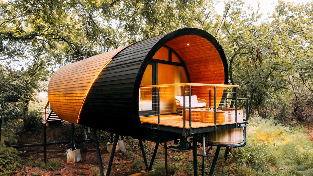 This 270sqft Barrel Tiny House Has A Unique Benefit!