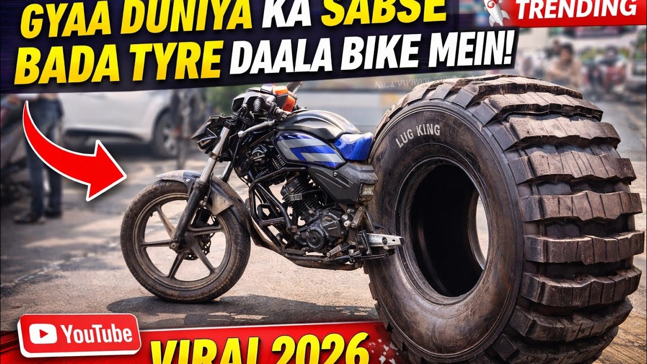 Aa Gaye 🤯Duniya Ka Sabse Bada 🛞Tyre Bike Me Lagane.#duniya #sabsebestshayari #viralvideo #lifestyle 