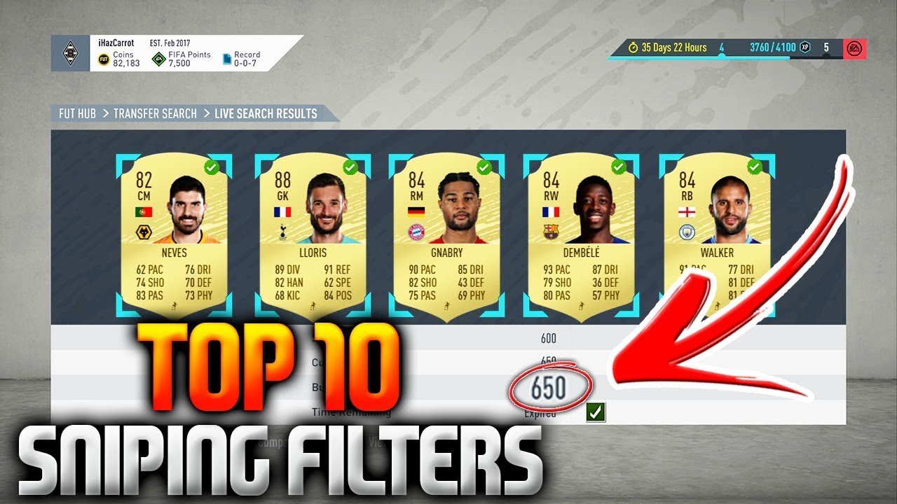 FIFA 20 BEST SNIPING FILTERS! TOP 10 SNIPING FILTERS OF FIFA 20! BEST TRADING METHODS ON FIFA 20!