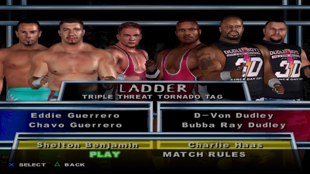 WWE SmackDown! HCTP - EddieGuereero,ChavoGuerrero VS  TheDudleyBoyz VS SheltonBenjamin,CharlieHaas