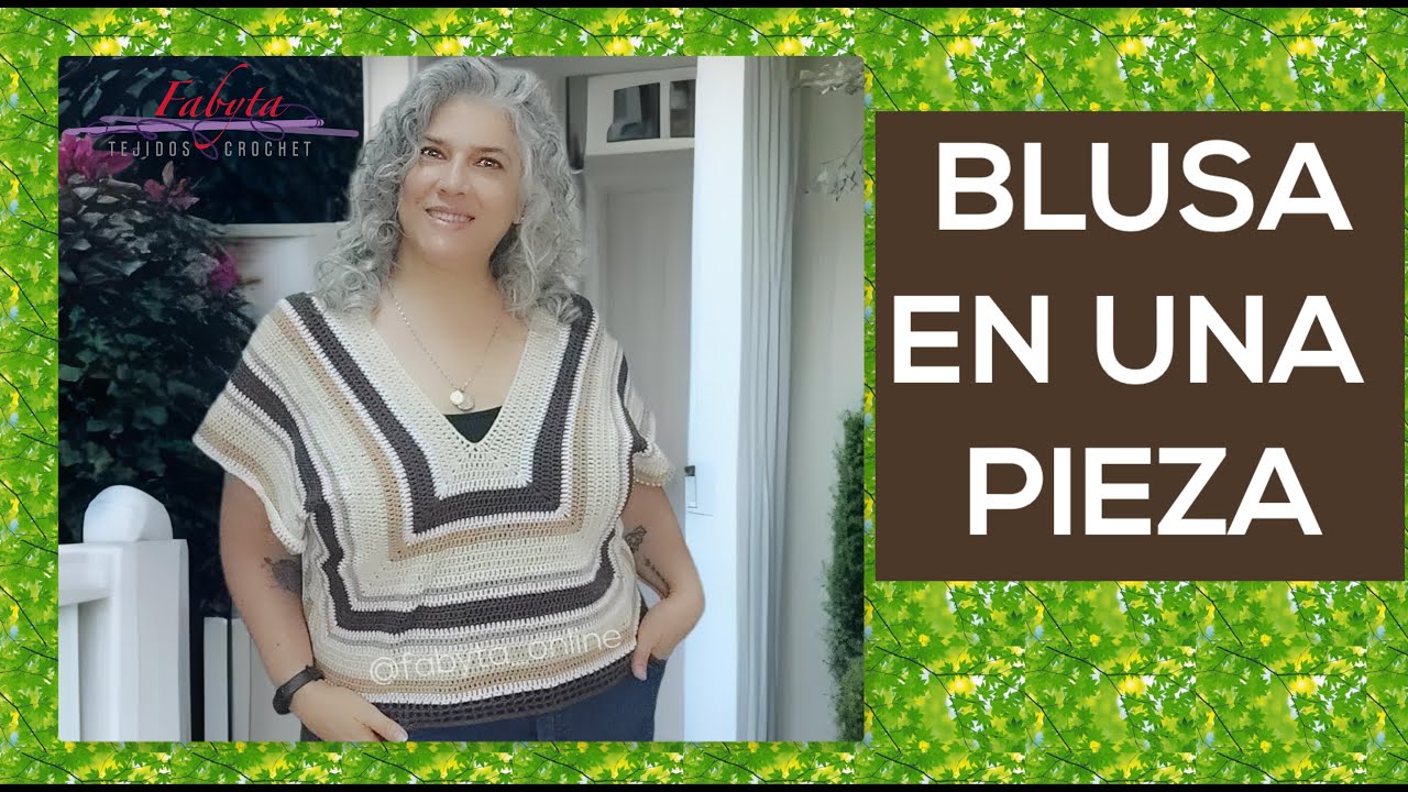 Blusa en una pieza con algodon fino, bien fresca, en XL o plus size en crochet o ganchillo