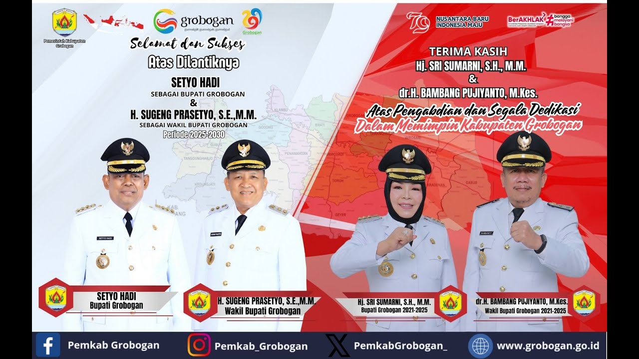 Live 📡: Serah Terima Jabatan Bupati dan Wakil Bupati Grobogan Periode 2025-2030