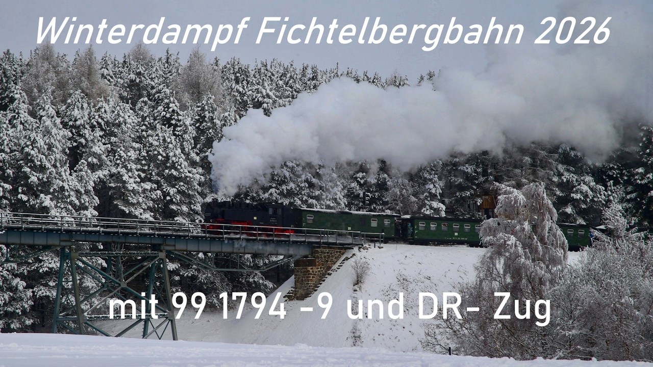 Winterdampf auf der Fichtelbergbahn 2026 - Dank CO2-Steuer mit viel Schnee!