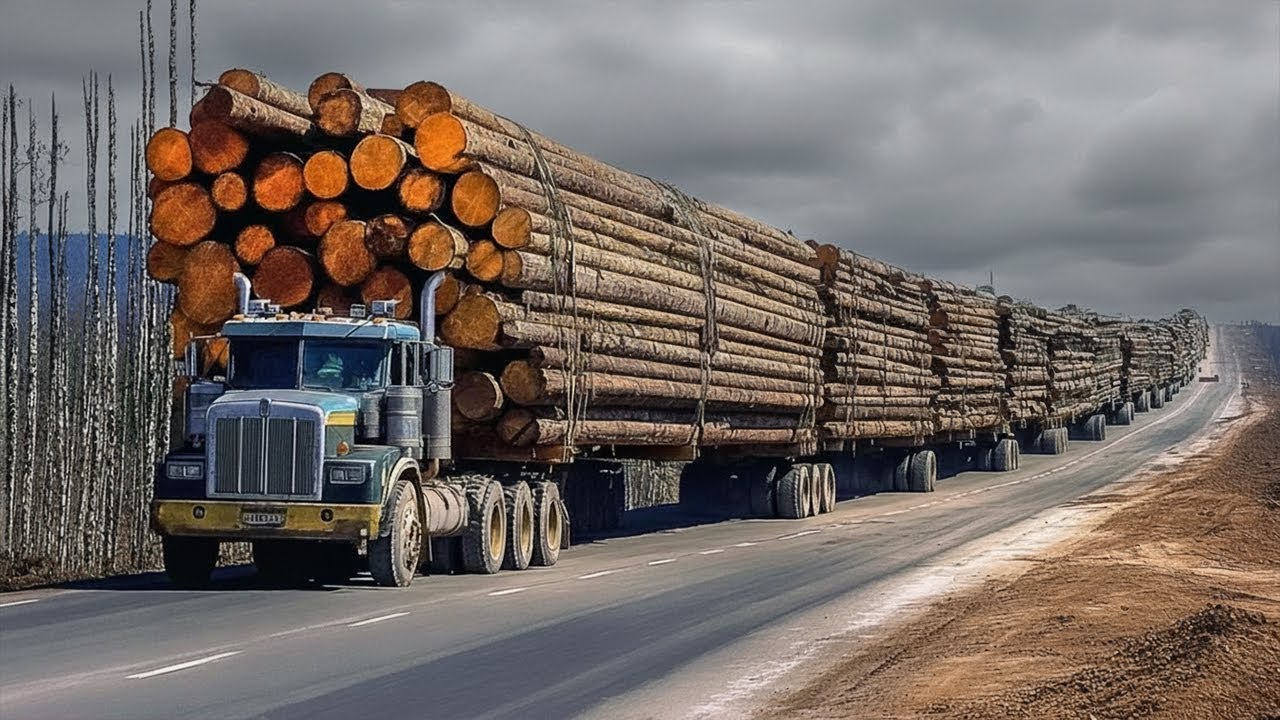 INSANE Logging Truck Driving Skills – 100+ Oversize Timber Loads & Fastest Chainsaw Machines! #10