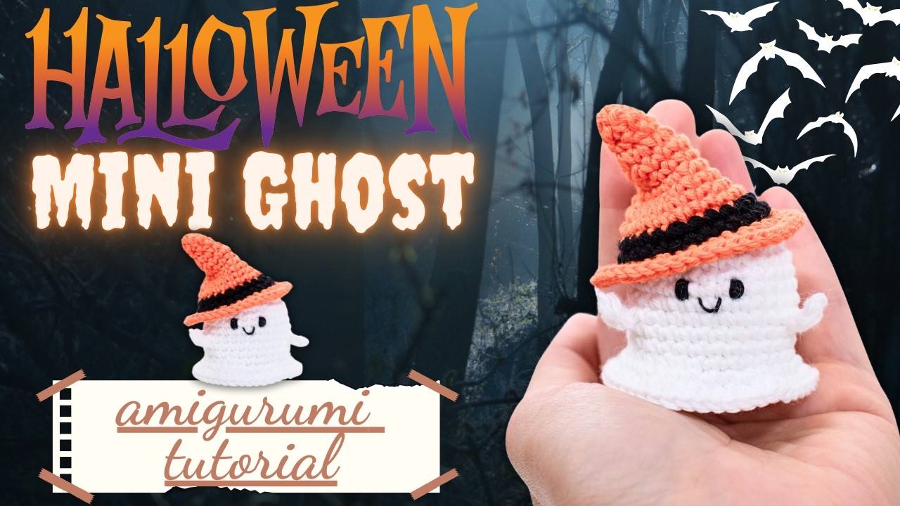 Quick crochet Ghost Halloween mini amigurumi tutorial - How to crochet an amigurumi Ghost