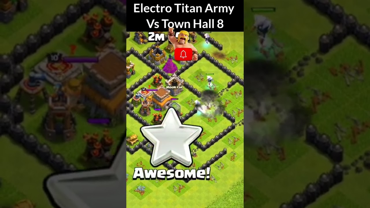 Electro Titan Army Vs Town Hall 8(Every TownHall Vs Electro Titan)#clashofclans #coc #shorts #viral