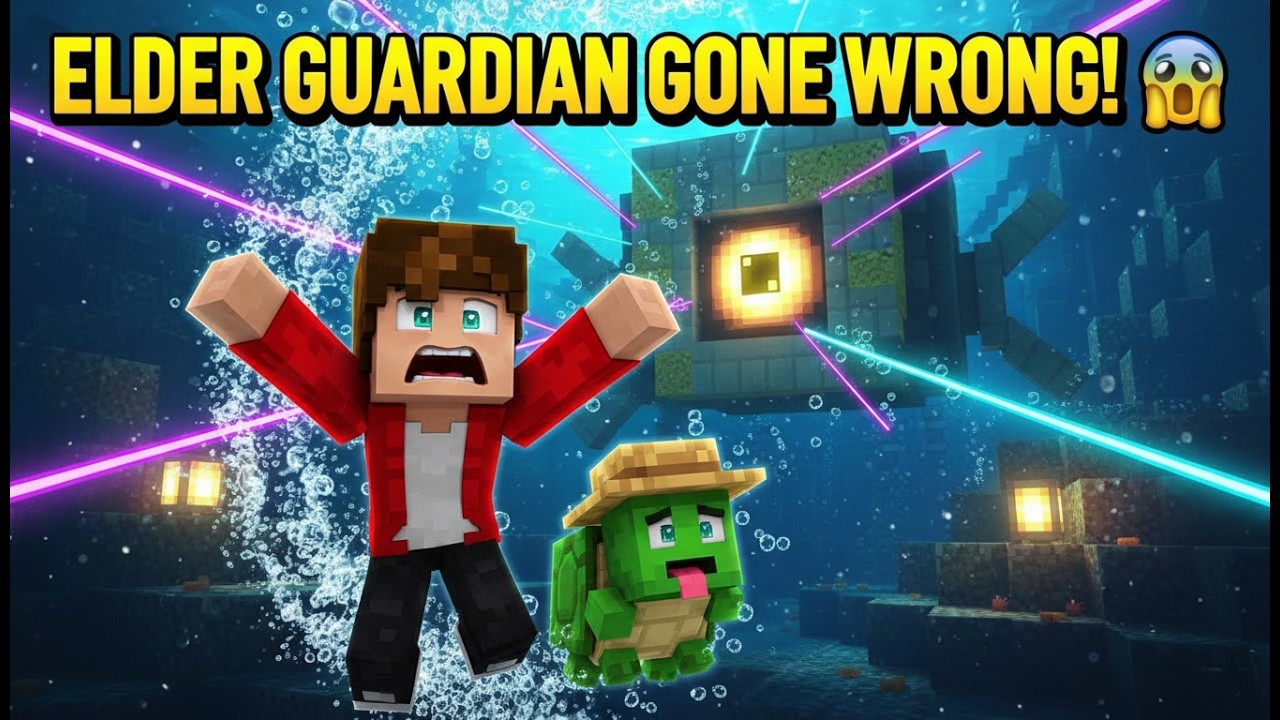 Flooded! Ocean Monument ELDER GUARDIAN Boss Raid Gone WRONG! 😱 Minecraft Animation