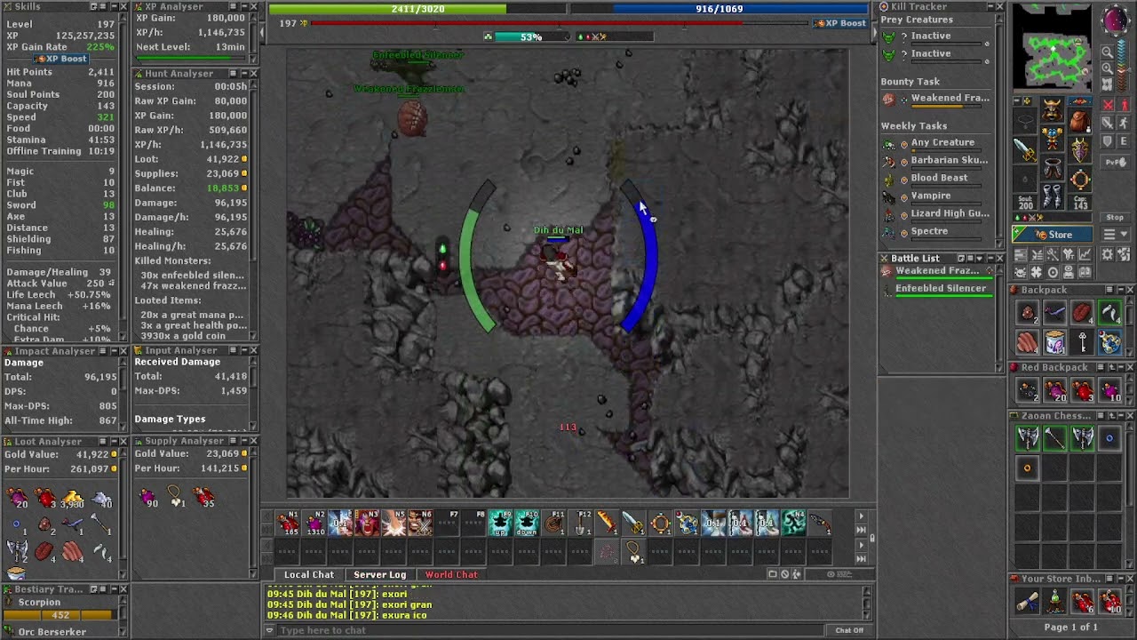 Tibia Knight do 1 ao 1000 - 02/03/26 - 197 até 198 em Feyrist Nightmare (Boss Kroazur)
