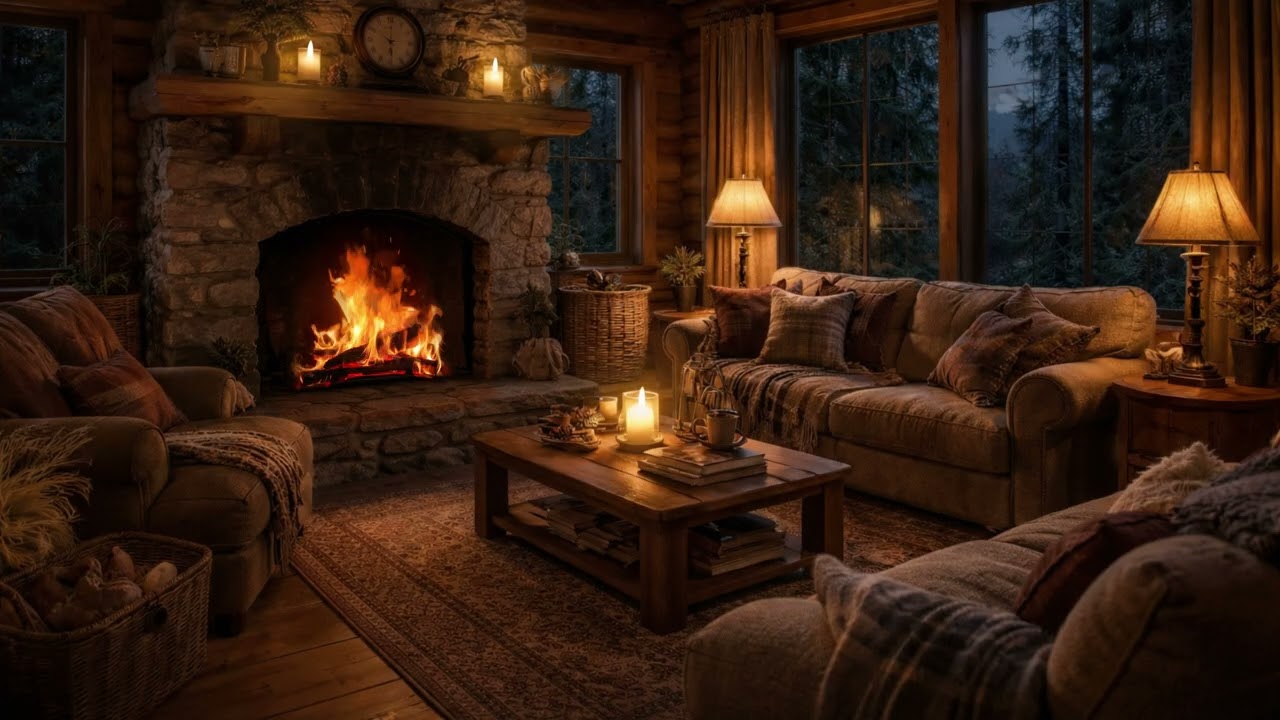 Forest Cabin Retreat 🌲 Cozy Fireplace & Candlelight Ambience