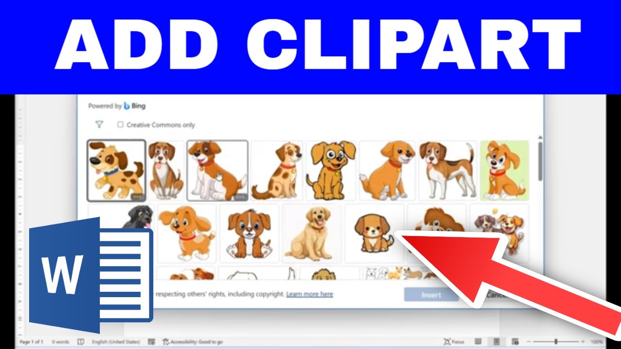 How to Insert a CLIPART IMAGES into WORD (Royalty-Free Images)