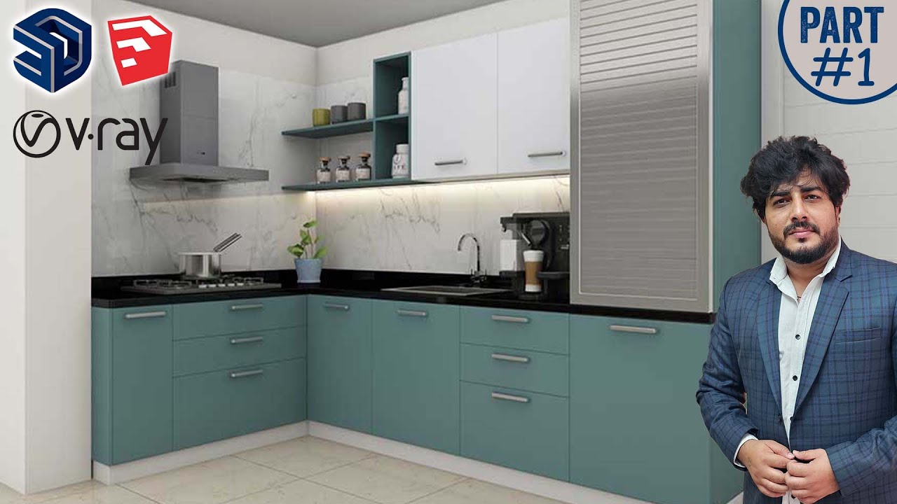SketchUp: Complete Modular Kitchen in SketchUp with V-Ray 6 || Part - 1