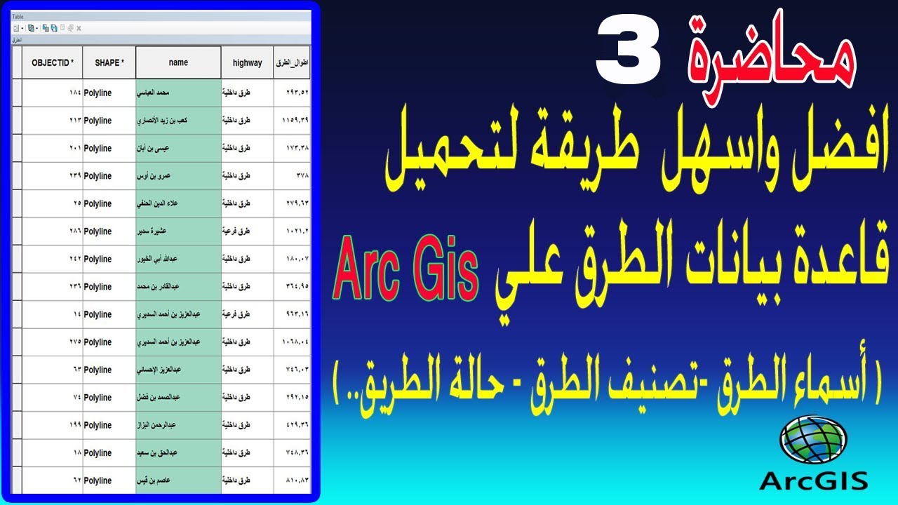 المحاضرة الثالثة : تحميل قاعدة بيانات الطرق(أسماء وتصنيف وحالة الطرق) download data GIS for any road