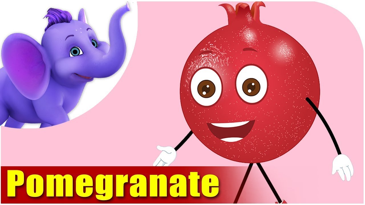 Pomegranate Fruit Rhyme for Children, Pomegranate Cartoon Fruits Song for Kids