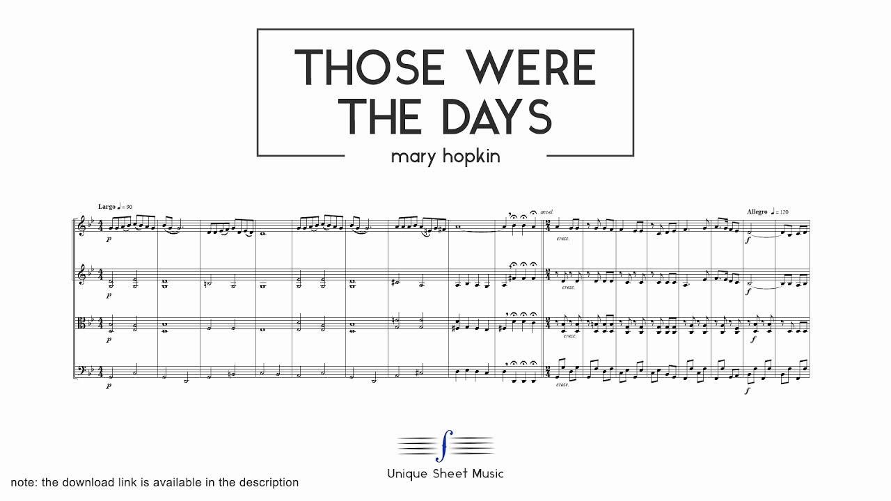 Those Were The Days - Mary Hopkin | String Quartet Sheet Music