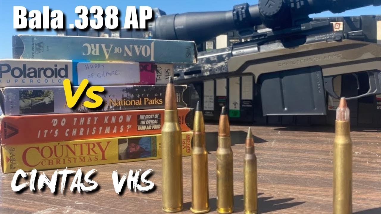 ¿Qué pasa si disparamos un cartucho 338 Lapua AP contra cintas VHS?