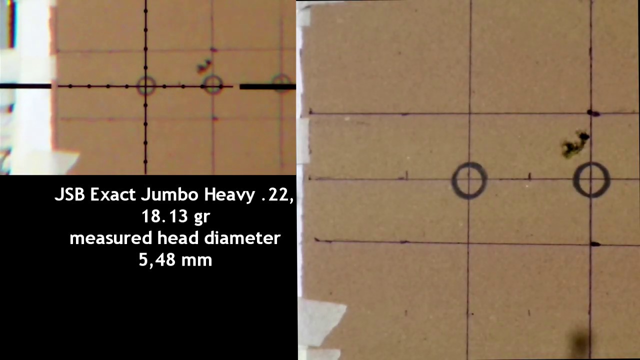 JSB Exact Jumbo 15.89 gr 5,51, JSB Exact Jumbo Heavy 18.13gr 5,48, H&N Baracuda Match 21.14 gr 5,52