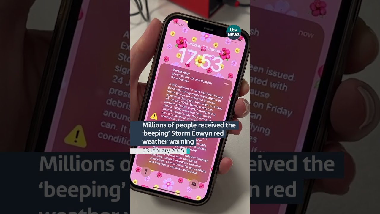 Millions of people received the &lsquo;beeping&rsquo; Storm &Eacute;owyn red weather warning  #itvnews