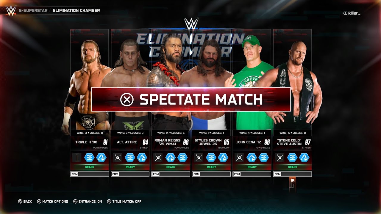 I put six of my favorite superstars in an Elimination Chamber match! God bless!!!