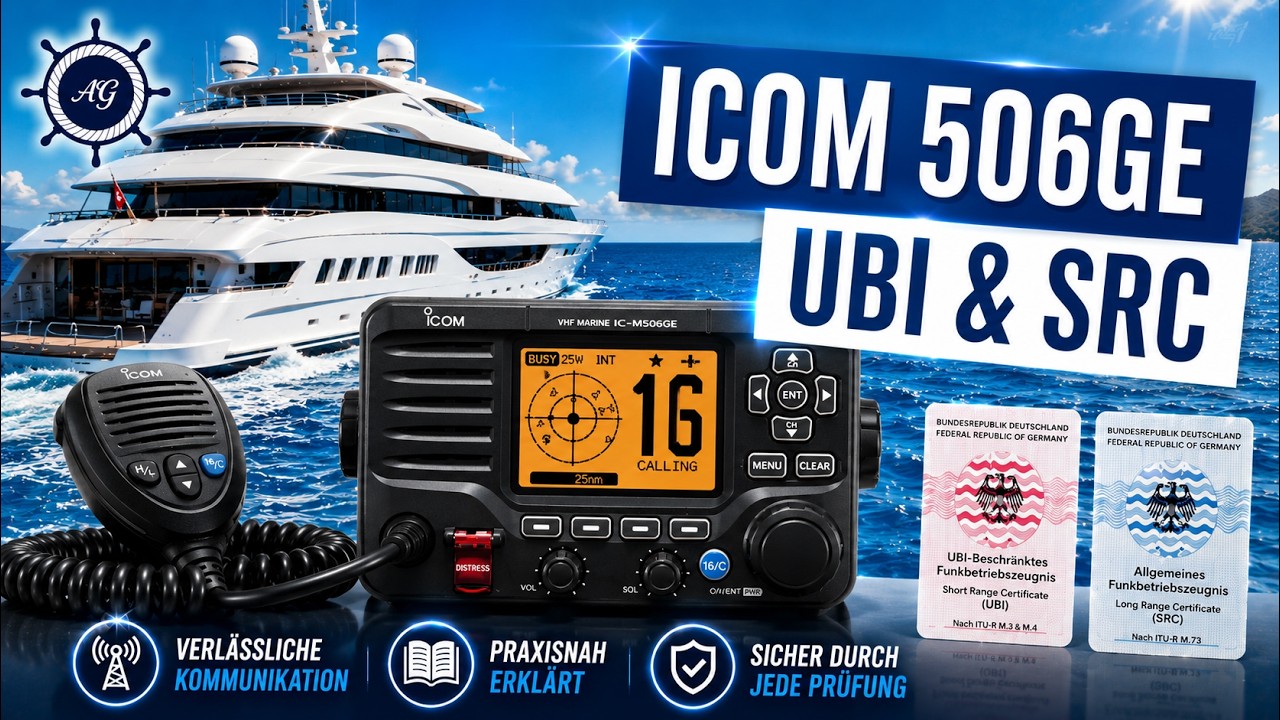 ICOM IC-M506GE Seefunkanlage mit GPS für die UBI & SRC Funkprüfung, SegelnAG