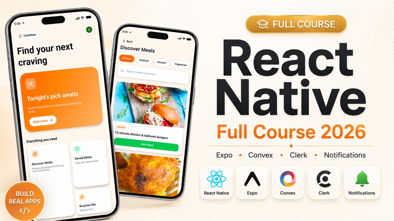 React Native Full Course 2026 | Expo, Nativewind, Convex, Clerk, Notifications