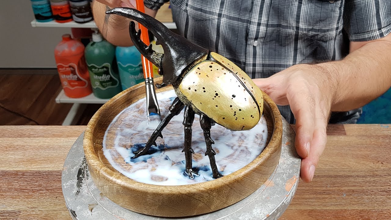How to paint a beetle sculpture